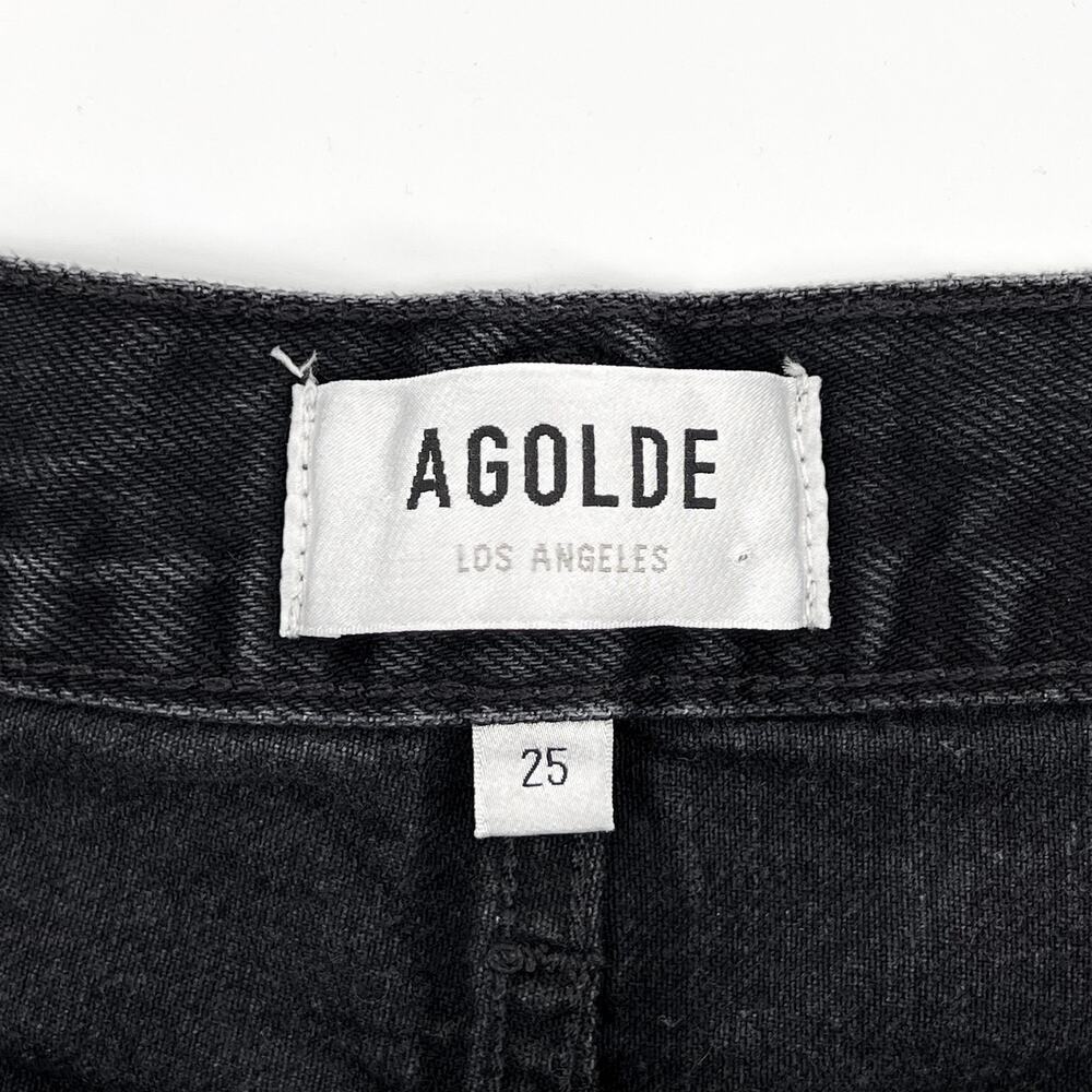 AGOLDE Parker Long Denim Shorts Cat Wash Black Organic Cotton Size 25 - Picture 3 of 5